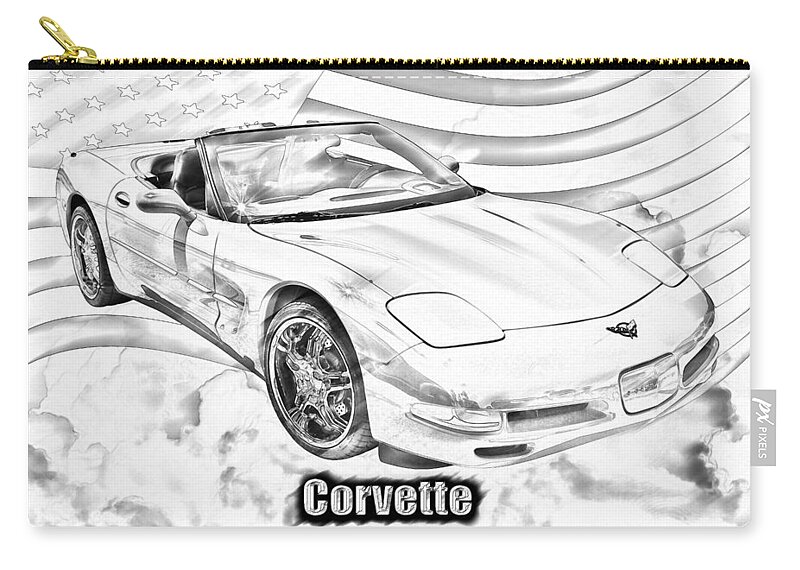 Vehicle Zip Pouch featuring the photograph Red C5 Corvette convertible Muscle Car #4 by Keith Webber Jr
