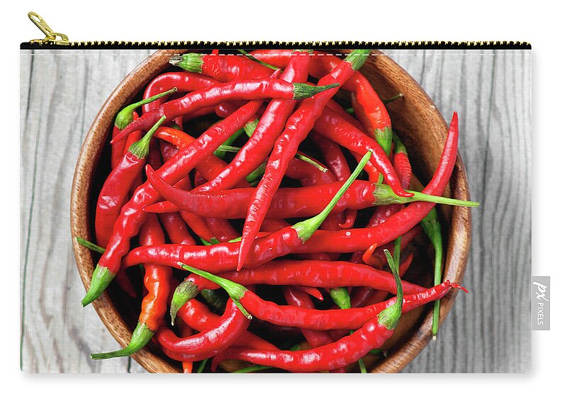 Spice Zip Pouch featuring the photograph Red Chili Peppers #1 by Barcin