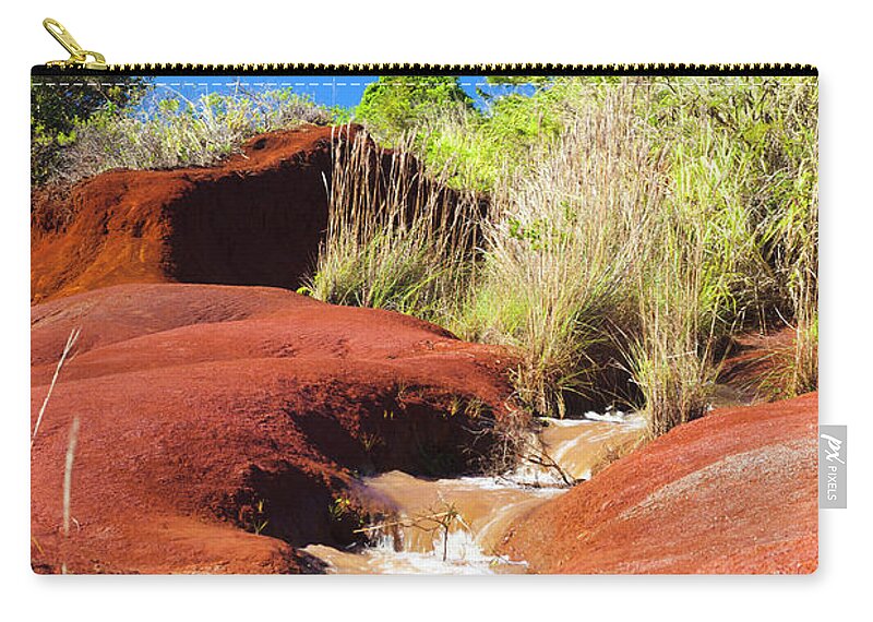 Scenics Zip Pouch featuring the photograph Red Dirt River, Kauai #1 by Michaelutech