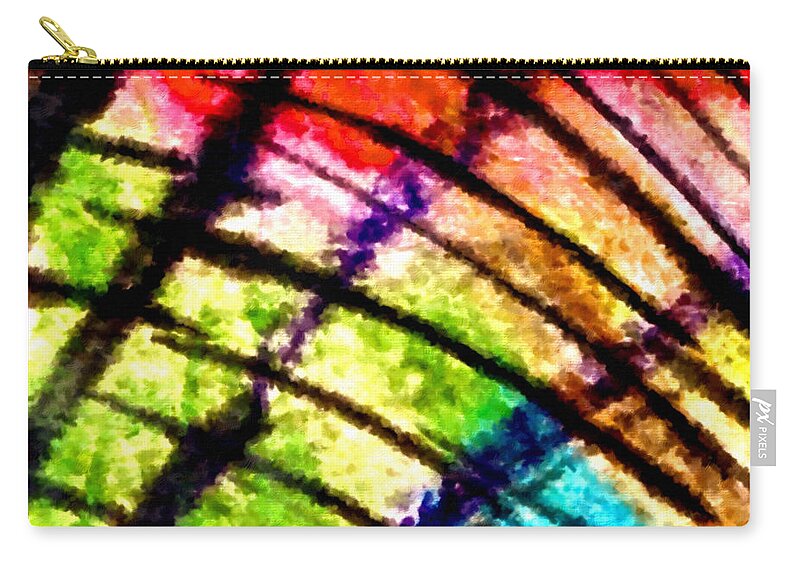 Pastel And Chinese Black Ink On Rice Paper. Multicolored Zip Pouch featuring the painting Red Reach by Joan Reese
