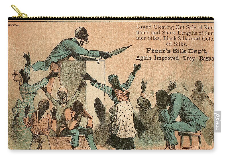 1882 Zip Pouch featuring the painting Revival Meeting, 1882 #1 by Granger
