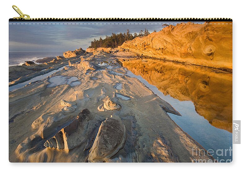 Oregon Landscape Zip Pouch featuring the photograph Rocky Shore #1 by Sean Bagshaw
