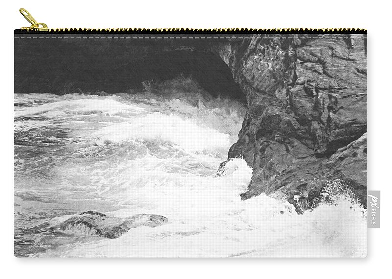 Frank Wilson Zip Pouch featuring the photograph Rolling Breakers in Lava Cave #1 by Frank Wilson