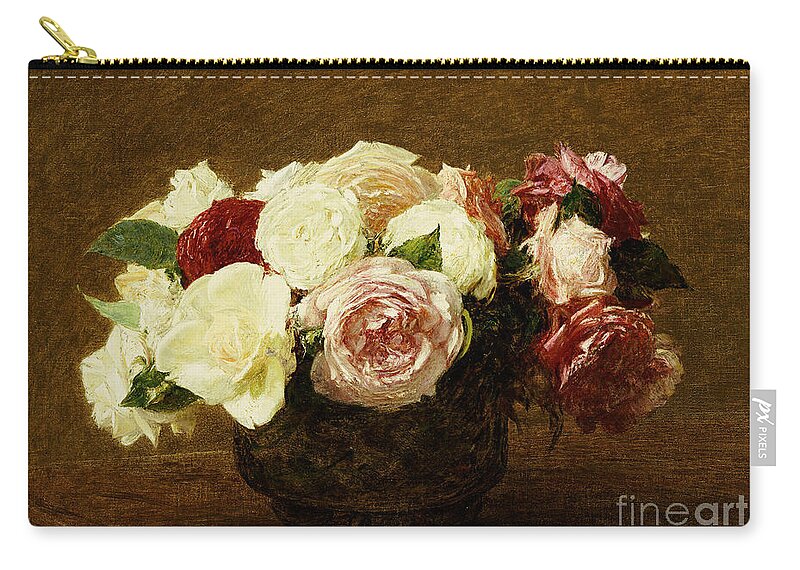 Roses Carry-all Pouch featuring the painting Roses by Ignace Henri Jean Fantin-Latour