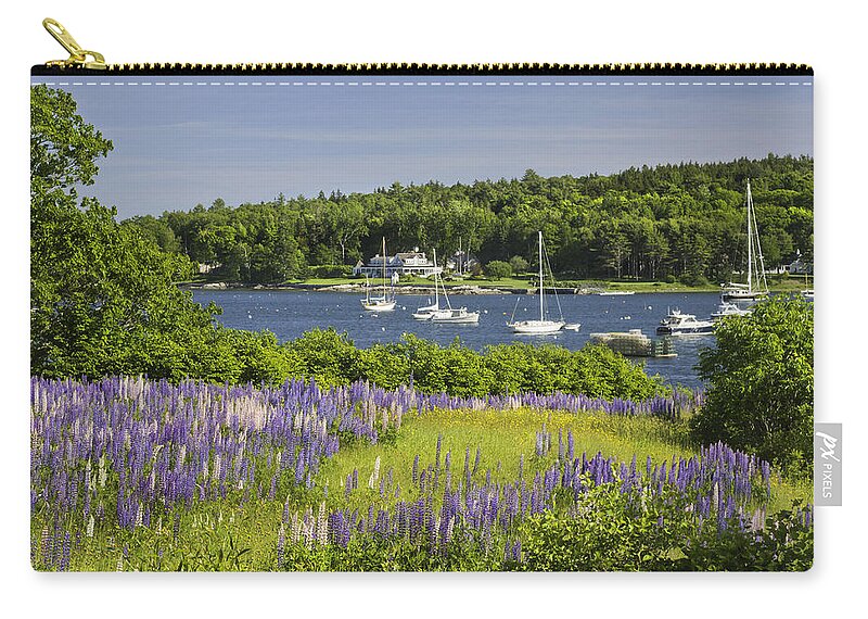 Maine Zip Pouch featuring the photograph Round Pond Lupine Flowers on The Coast Of Maine #1 by Keith Webber Jr