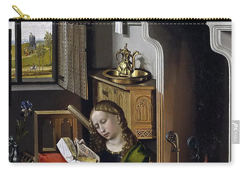 Robert Campin Zip Pouch featuring the painting Saint Barbara #1 by Robert Campin