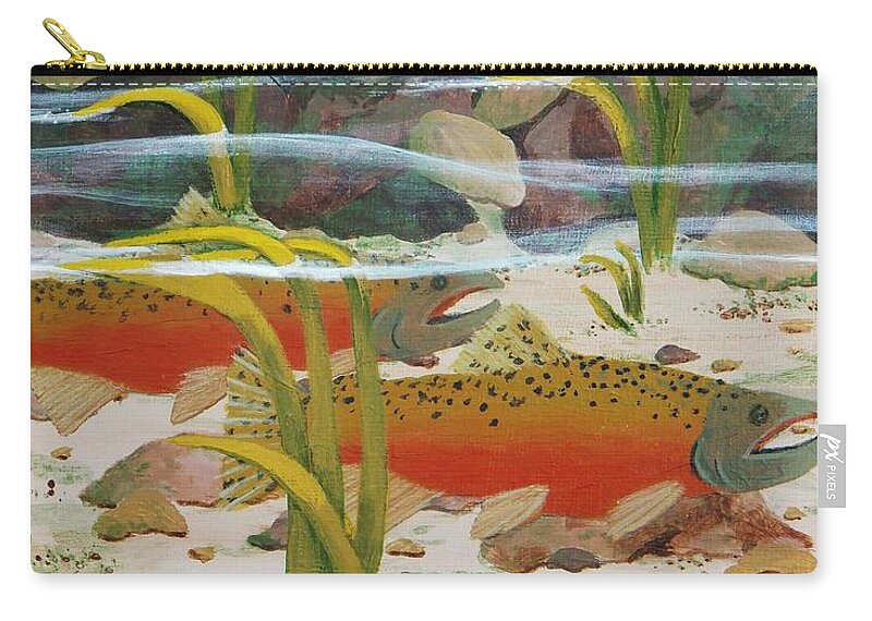 Print Zip Pouch featuring the painting Salmon by Katherine Young-Beck