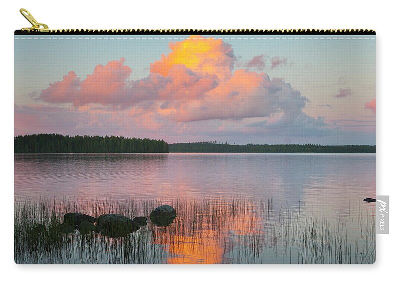 Outdoors Zip Pouch featuring the photograph Scandinavia Finland Summer Lake Sunset #1 by Ssiltane