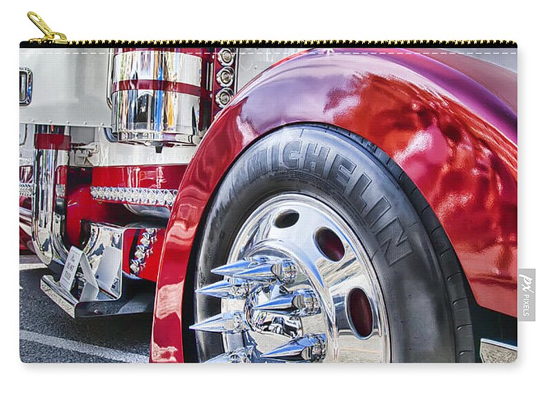 Peterbilt Zip Pouch featuring the photograph Sinister Semi by Theresa Tahara