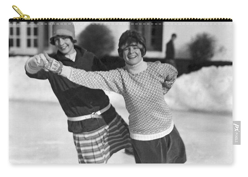 1927 Zip Pouch featuring the photograph Society Ice Skating In Tuxedo, NY #2 by Underwood Archives