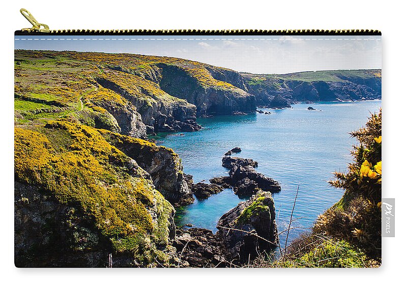 Birth Place Zip Pouch featuring the photograph St Non's Bay Pembrokeshire #1 by Mark Llewellyn
