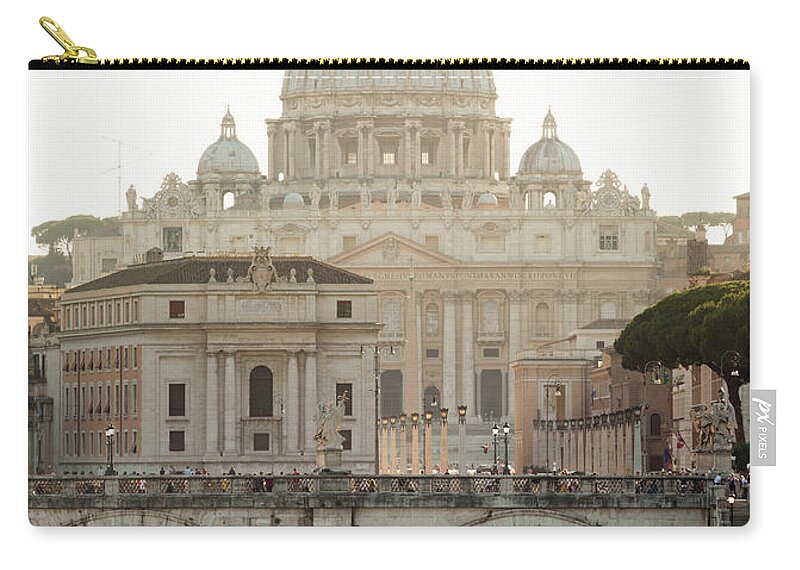 Tranquility Zip Pouch featuring the photograph St. Peter´s Basilica At Sunset #1 by Jorg Greuel