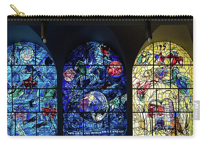 Photography Zip Pouch featuring the photograph Stained Glass Chagall Windows #1 by Panoramic Images