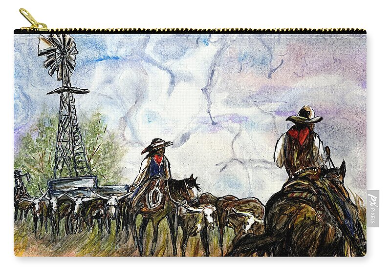 Texas Zip Pouch featuring the drawing Strange Sky #1 by Erich Grant