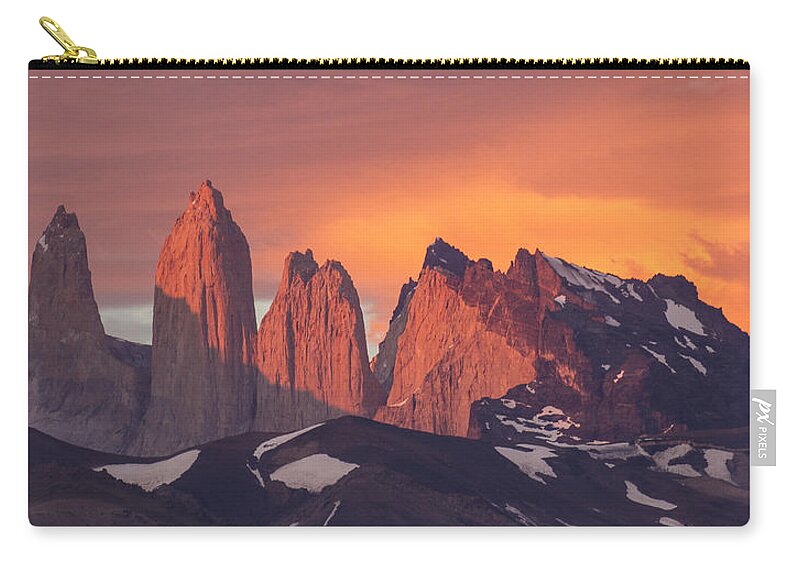 Feb0514 Zip Pouch featuring the photograph Sunrise Torres Del Paine Np Chile by Matthias Breiter