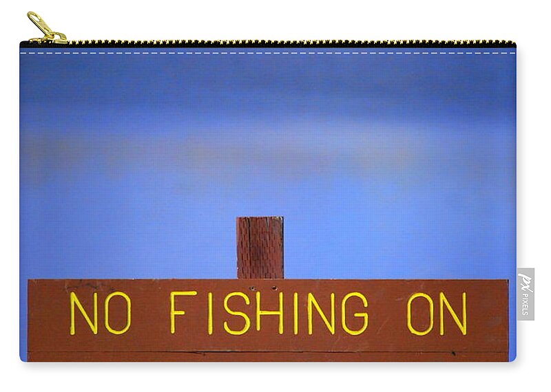 Lake Zip Pouch featuring the photograph Swim Beach Sign II #1 by Kathy Sampson