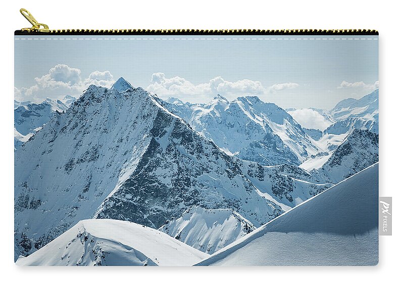 Tranquility Zip Pouch featuring the photograph Swiss Alps #1 by Andre Schoenherr