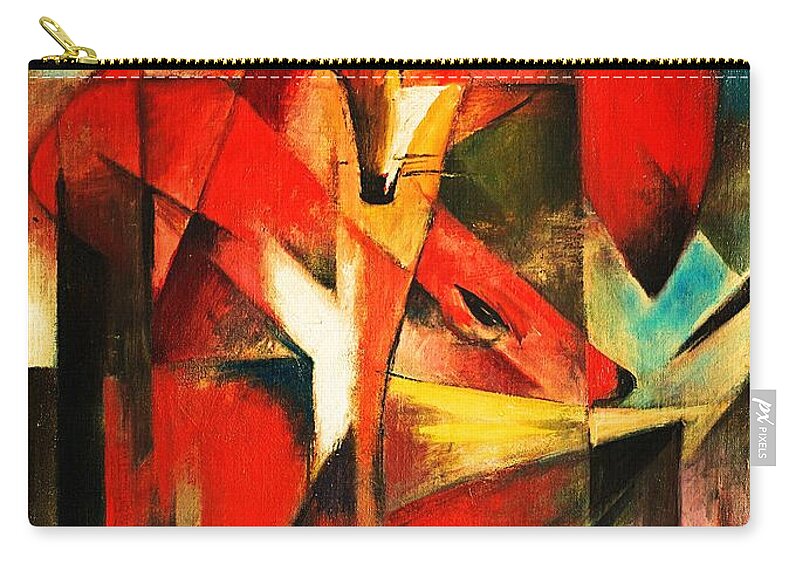 Franz Marc Zip Pouch featuring the painting The Foxes by Franz Marc