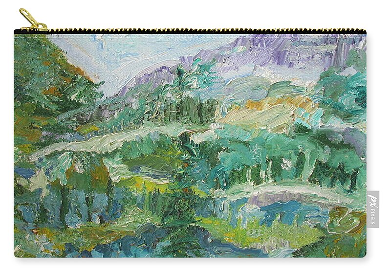 Landscape Zip Pouch featuring the painting The Great Land #2 by Shea Holliman