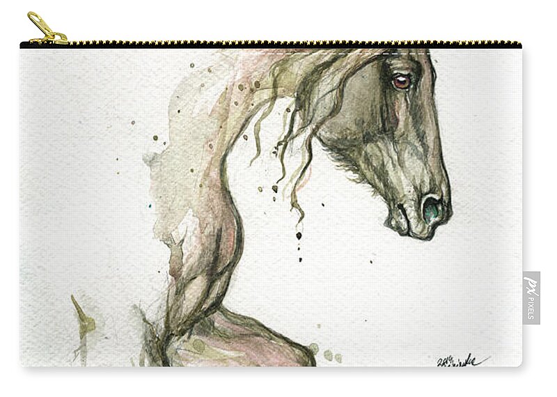 Horse Zip Pouch featuring the painting The Horse #1 by Ang El