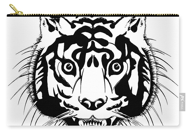 Animal Zip Pouch featuring the digital art Tiger #1 by Michal Boubin