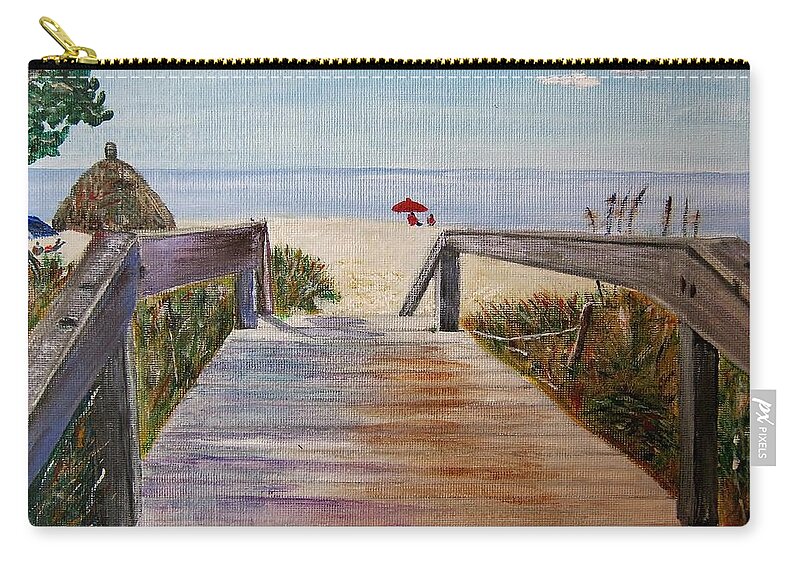 Walkway Zip Pouch featuring the painting To the beach by Marilyn McNish