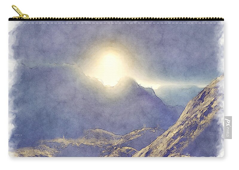 Mountains Zip Pouch featuring the digital art Top of The World #1 by Phil Perkins