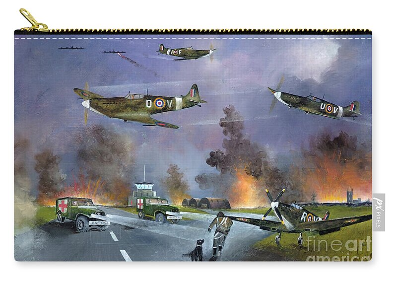 Spitfire Zip Pouch featuring the painting Up For The Chase by Ken Wood