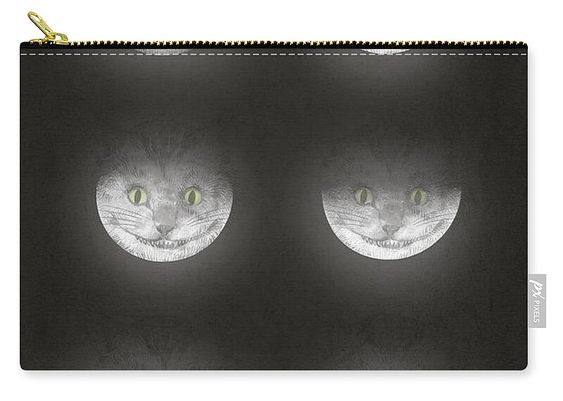 Cats Zip Pouch featuring the drawing Waning Cheshire by Eric Fan