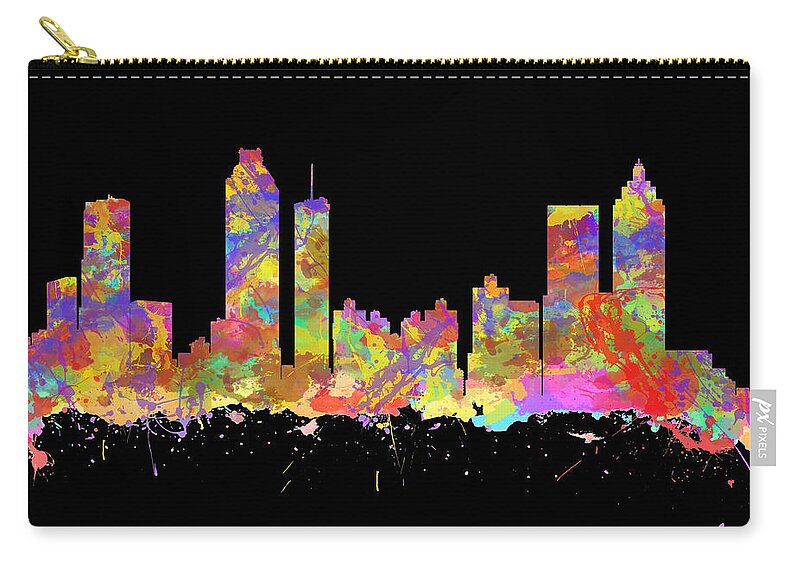 Atlanta Zip Pouch featuring the photograph Watercolor art print of the skyline of Atlanta Georgia USA #2 by Chris Smith