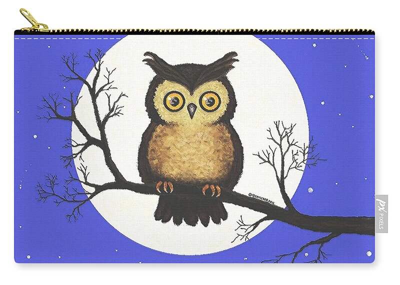 Owl Zip Pouch featuring the painting Whooo You Lookin' At #1 by SophiaArt Gallery