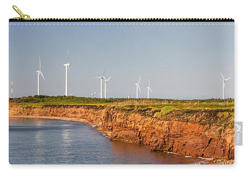 Windmills Carry-all Pouch featuring the photograph Wind turbines on atlantic coast 1 by Elena Elisseeva