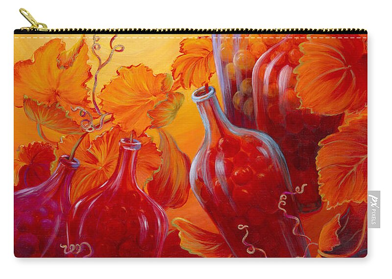 Wine On The Vine Zip Pouch featuring the painting Wine on the Vine II by Sandi Whetzel
