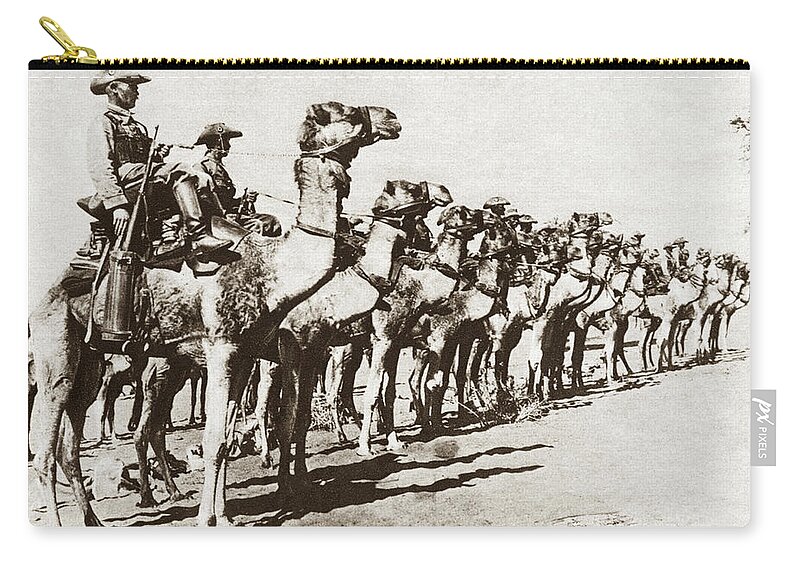 1914 Zip Pouch featuring the photograph World War I Camel Corps #1 by Granger