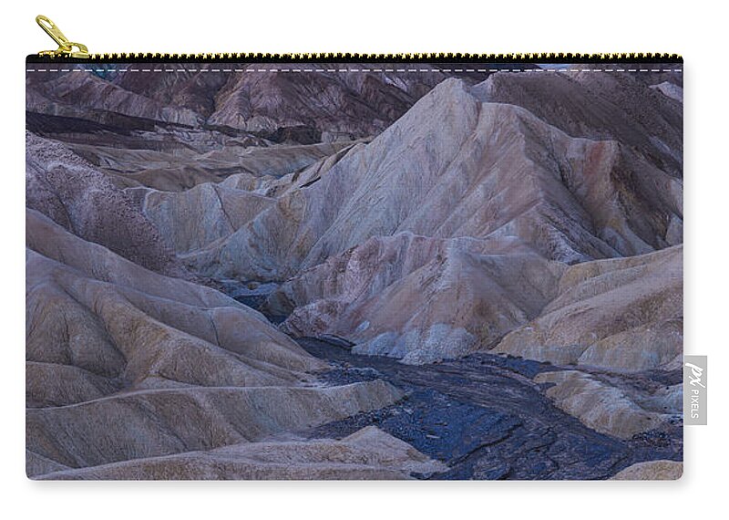Death Zip Pouch featuring the photograph Zabriskie Point Colored Hills Sunrise #1 by Gary Whitton