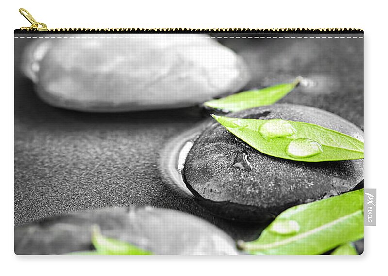 Stone Zip Pouch featuring the photograph Zen stones 1 by Elena Elisseeva