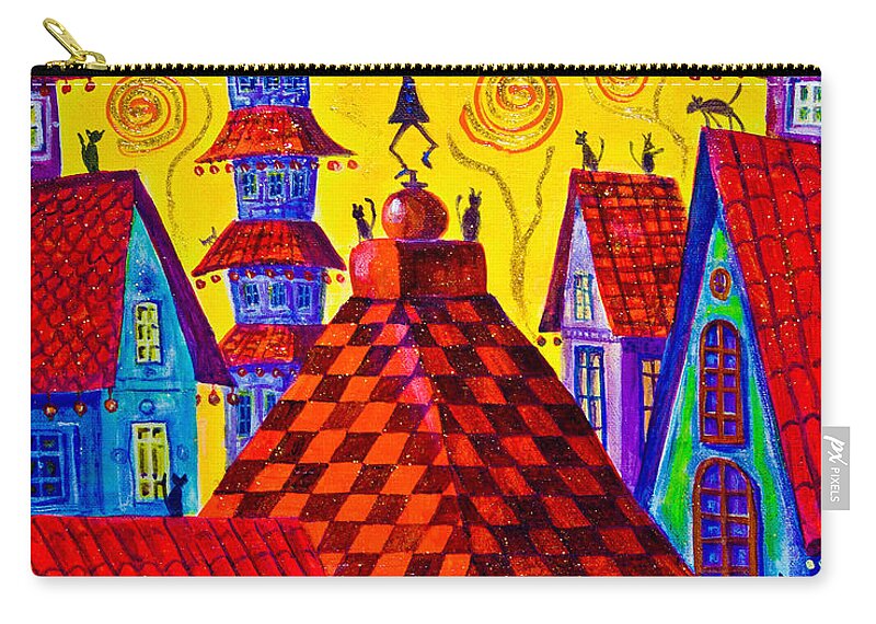 Magic Town Zip Pouch featuring the painting 1099 Magic Town 4 - gilded by Maxim Komissarchik