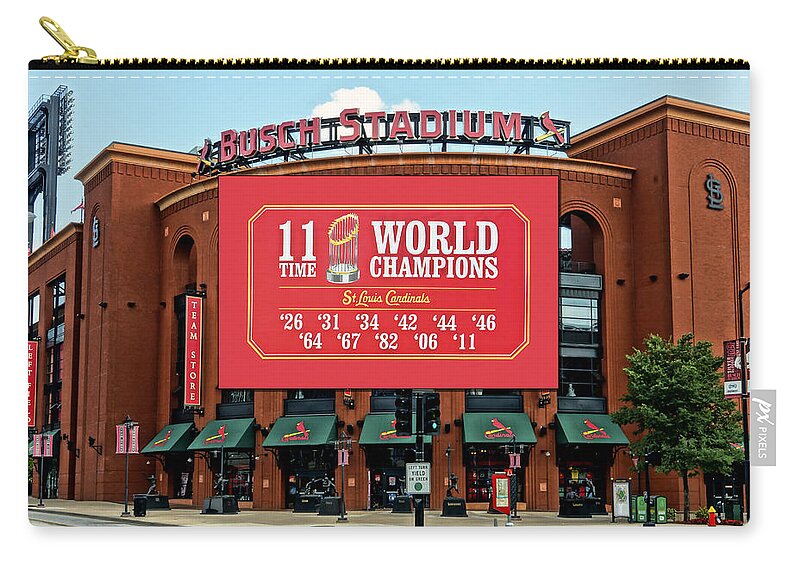 St. Louis Cardinals Zip Pouch featuring the photograph 11 Time World Champion St Louis Cardnials DSC01294 by Greg Kluempers