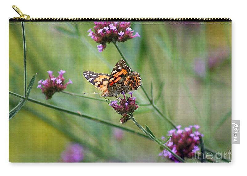 American Zip Pouch featuring the photograph American Painted Lady Butterfly #11 by Karen Adams