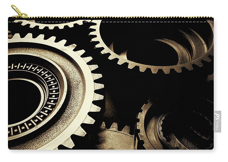 Gearing Zip Pouch featuring the photograph Cogs No1 by Les Cunliffe