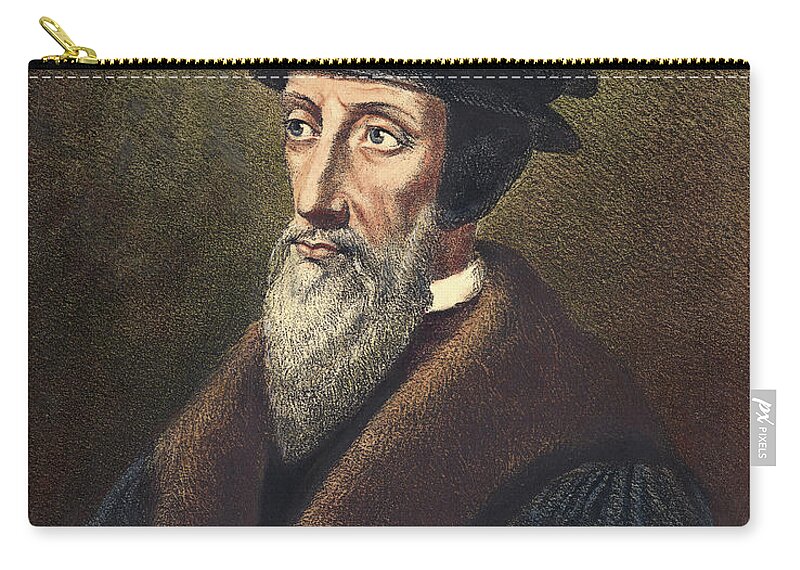16th Century Zip Pouch featuring the painting John Calvin (1509-1564) #12 by Granger