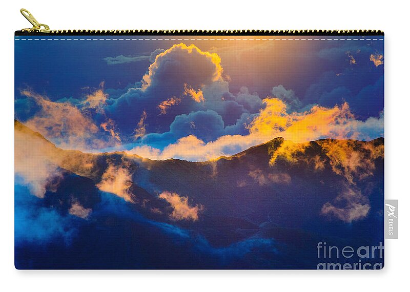 Haleakala National Park Zip Pouch featuring the photograph Clouds at sunrise over Haleakala Crater Maui Hawaii USA #13 by Don Landwehrle