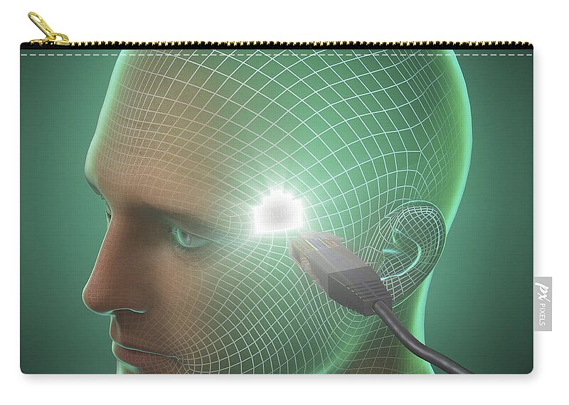 3d Visualisation Zip Pouch featuring the photograph Digital Connection #13 by Science Picture Co