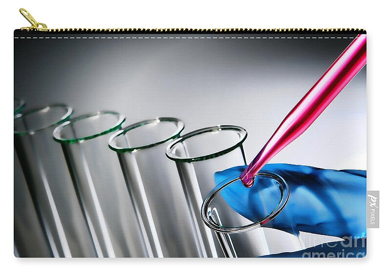 Test Zip Pouch featuring the photograph Laboratory Experiment in Science Research Lab #13 by Science Research Lab