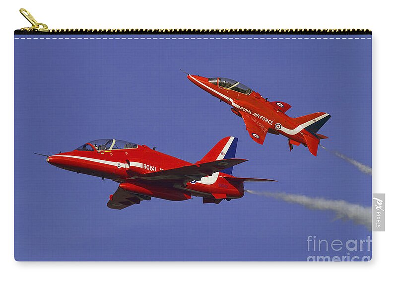 The Red Arrows Zip Pouch featuring the digital art Red Arrows by Airpower Art