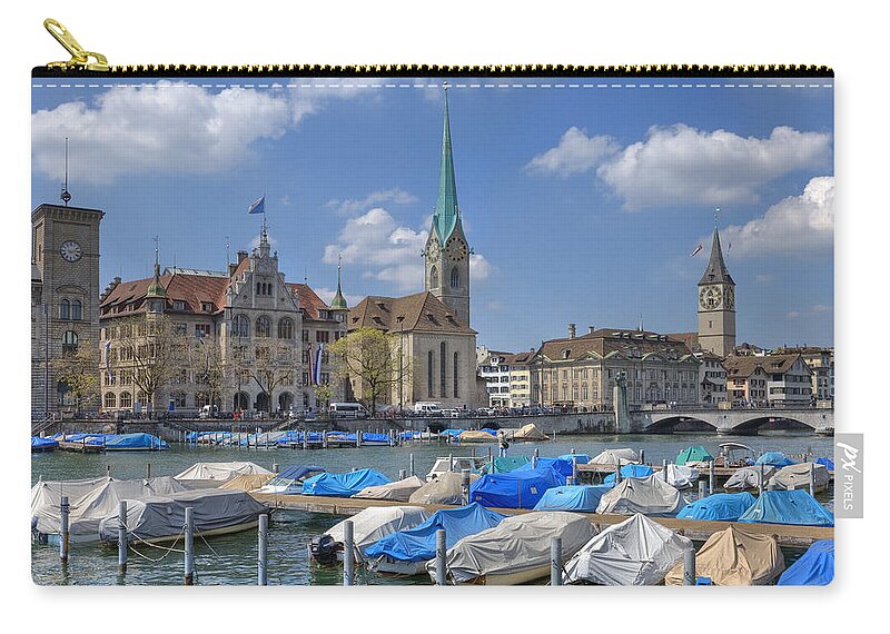 Fraumuenster Zip Pouch featuring the photograph Zurich #13 by Joana Kruse