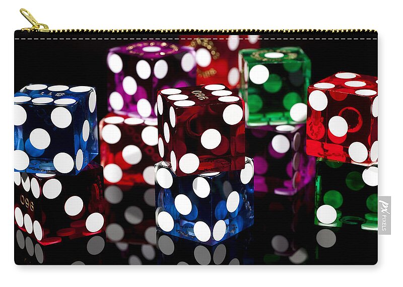 Dice Zip Pouch featuring the photograph Colorful Dice by Raul Rodriguez
