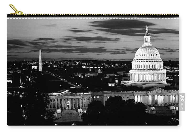 Photography Zip Pouch featuring the photograph High Angle View Of A City Lit #16 by Panoramic Images