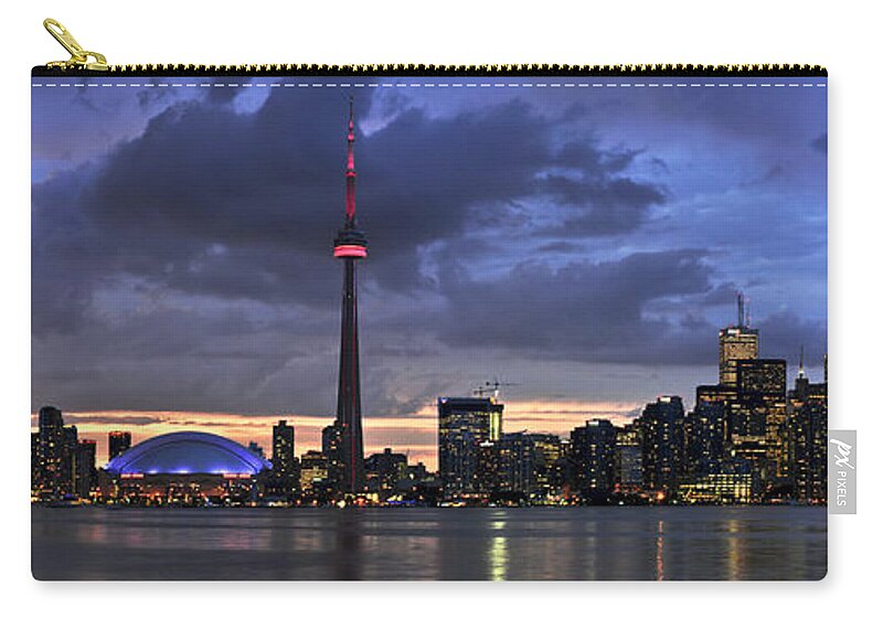 Toronto Carry-all Pouch featuring the photograph Toronto skyline sunset panorama by Elena Elisseeva