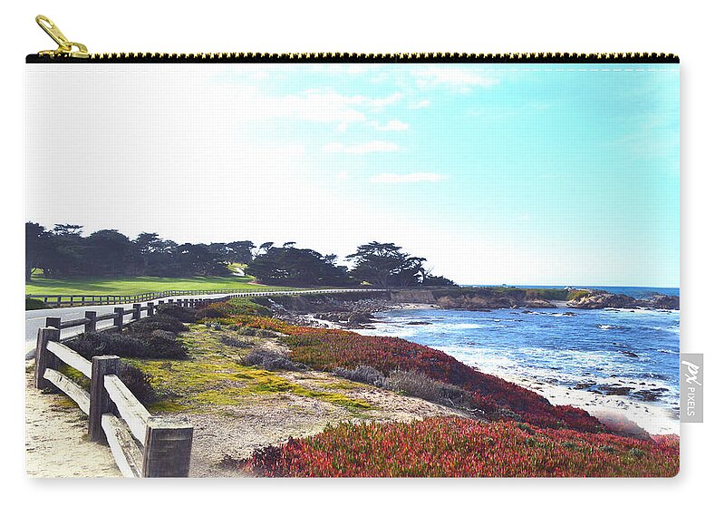 Golf Course Zip Pouch featuring the digital art 17 Mile Drive Shore Line II by Barbara Snyder